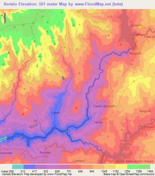 Xertelo,Portugal Elevation Map