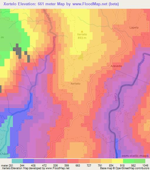Xertelo,Portugal Elevation Map