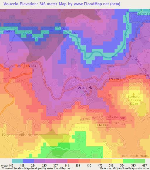 Vouzela,Portugal Elevation Map