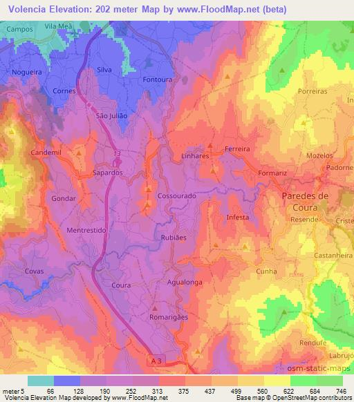 Volencia,Portugal Elevation Map