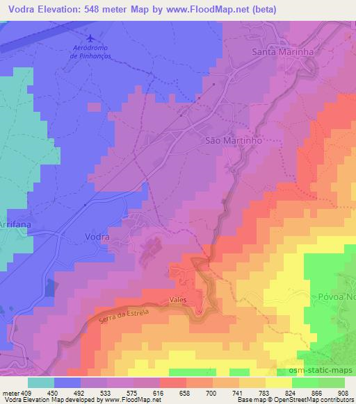 Vodra,Portugal Elevation Map