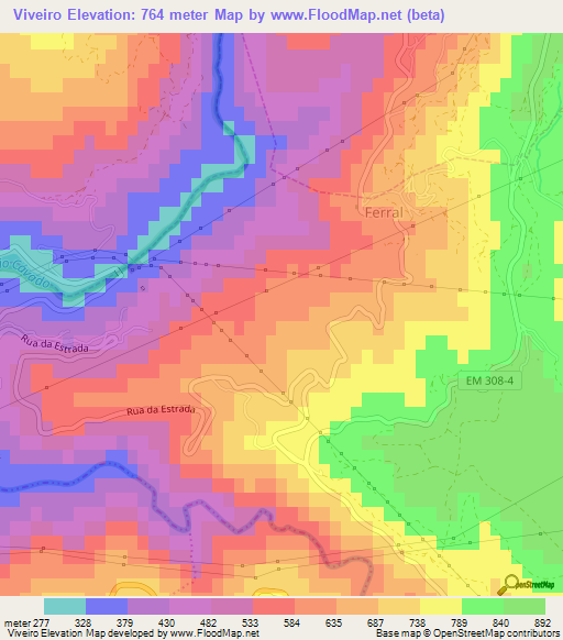 Viveiro,Portugal Elevation Map