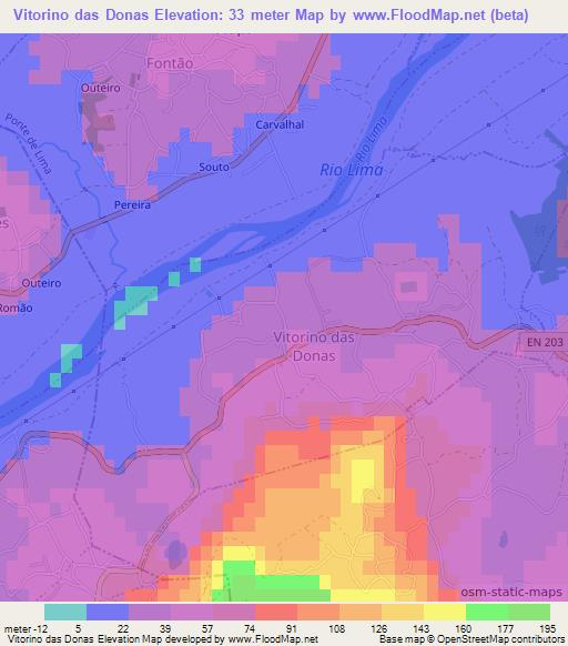 Vitorino das Donas,Portugal Elevation Map