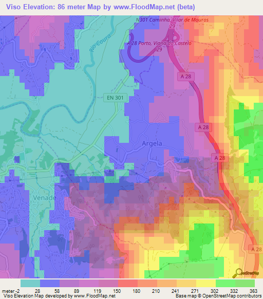 Viso,Portugal Elevation Map