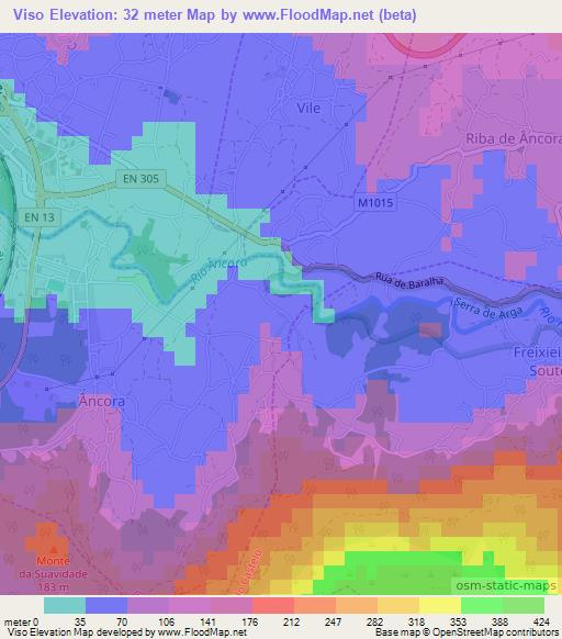 Viso,Portugal Elevation Map