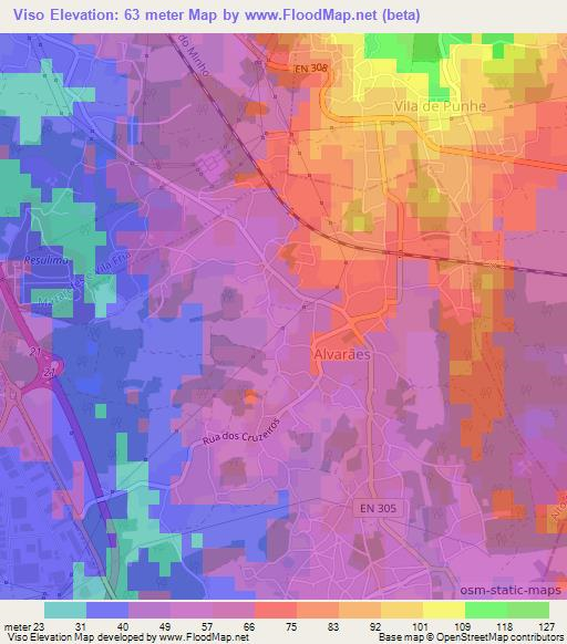 Viso,Portugal Elevation Map