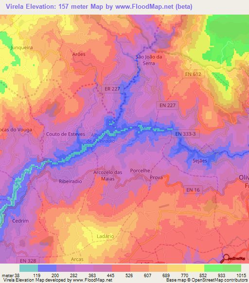 Virela,Portugal Elevation Map