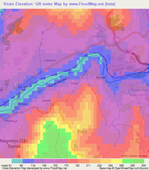 Virais,Portugal Elevation Map