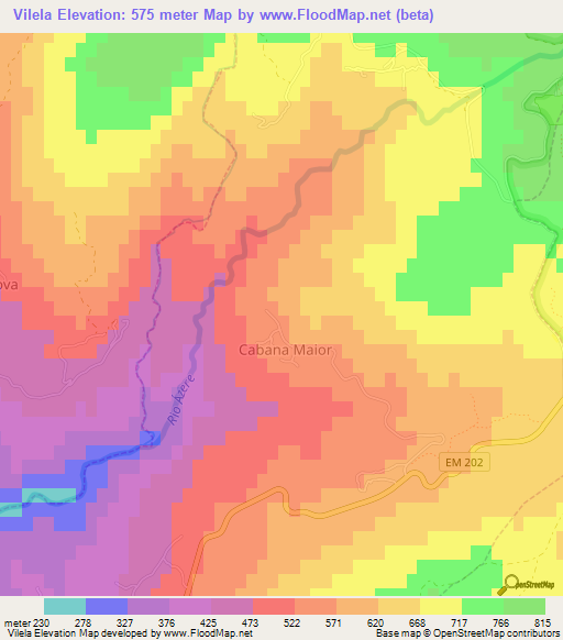 Vilela,Portugal Elevation Map