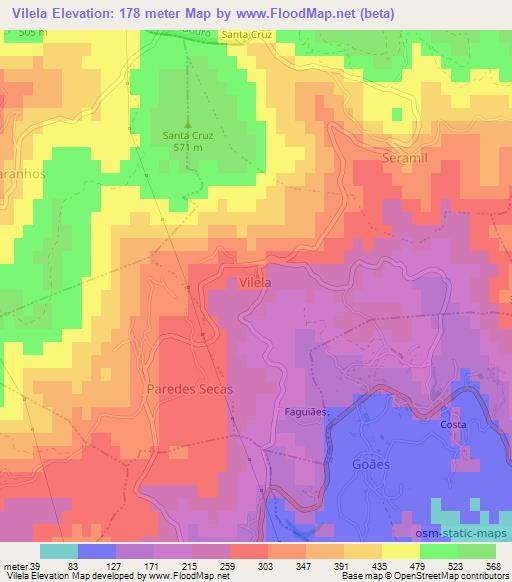 Vilela,Portugal Elevation Map