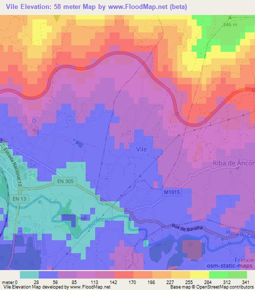 Vile,Portugal Elevation Map
