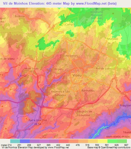 Vil de Moinhos,Portugal Elevation Map