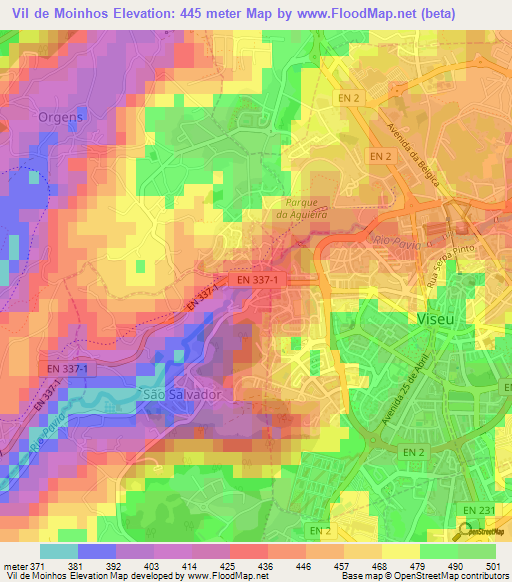 Vil de Moinhos,Portugal Elevation Map