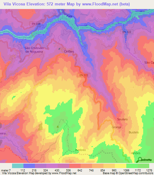 Vila Vicosa,Portugal Elevation Map
