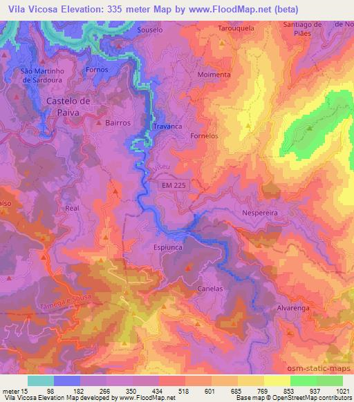 Vila Vicosa,Portugal Elevation Map