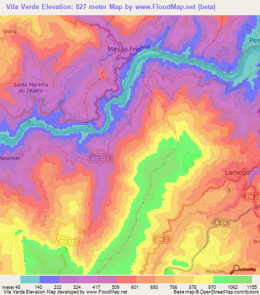 Vila Verde,Portugal Elevation Map