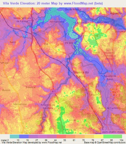 Vila Verde,Portugal Elevation Map
