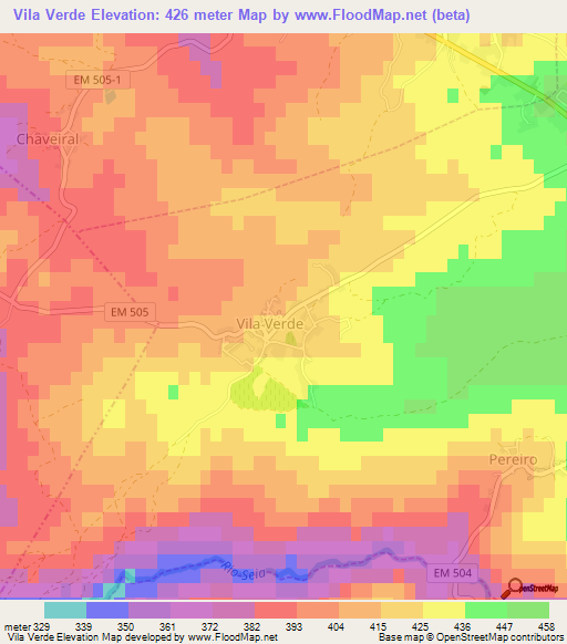 Vila Verde,Portugal Elevation Map