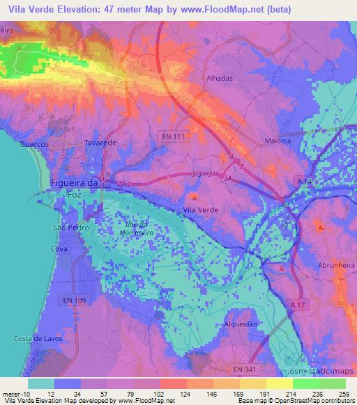 Vila Verde,Portugal Elevation Map