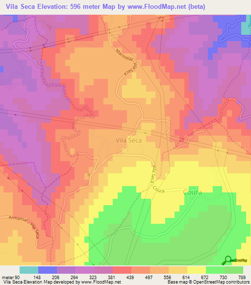 Vila Seca,Portugal Elevation Map