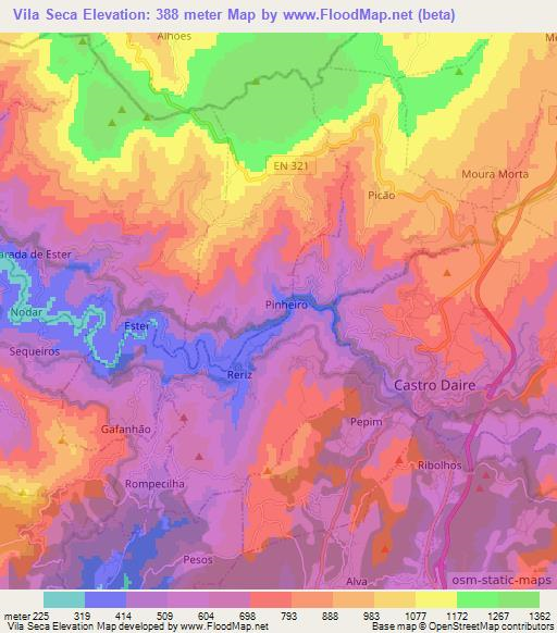 Vila Seca,Portugal Elevation Map