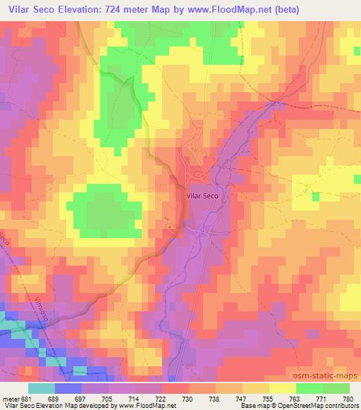 Vilar Seco,Portugal Elevation Map