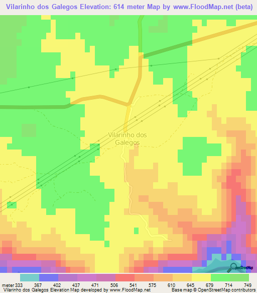 Vilarinho dos Galegos,Portugal Elevation Map