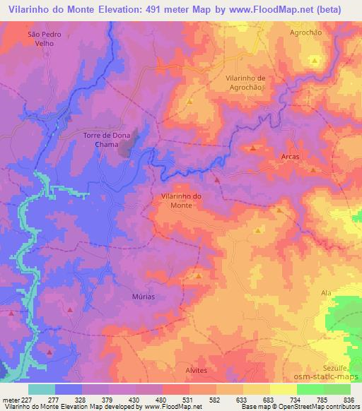 Vilarinho do Monte,Portugal Elevation Map