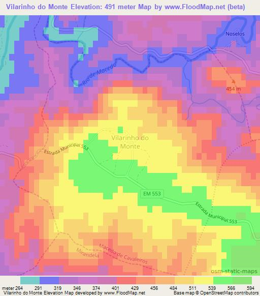 Vilarinho do Monte,Portugal Elevation Map
