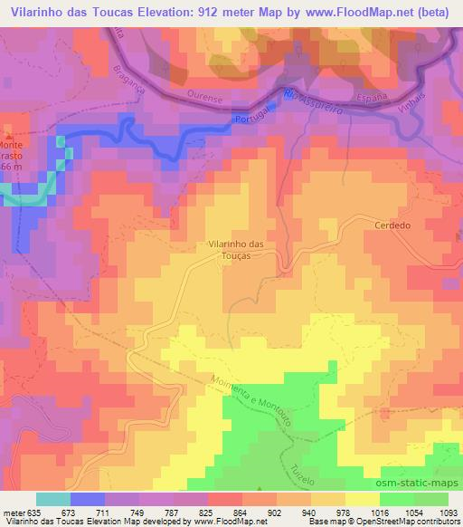 Vilarinho das Toucas,Portugal Elevation Map