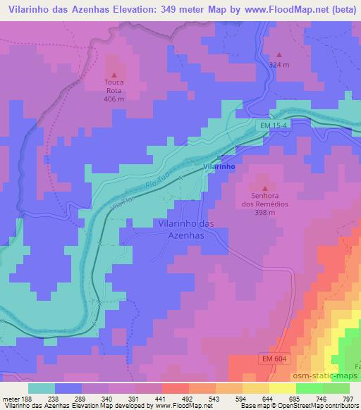 Vilarinho das Azenhas,Portugal Elevation Map