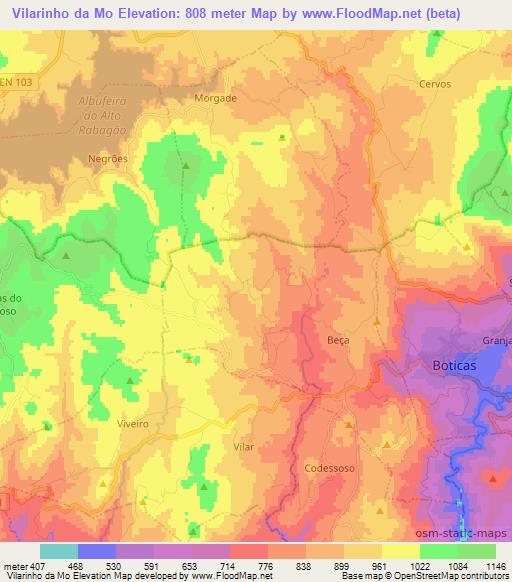 Vilarinho da Mo,Portugal Elevation Map