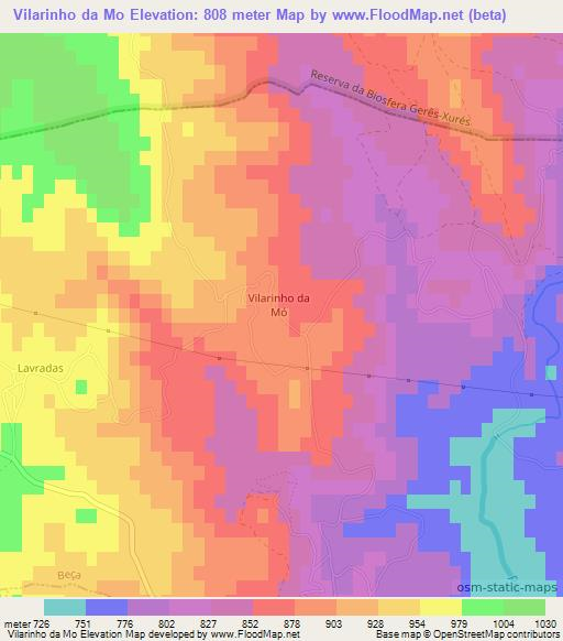 Vilarinho da Mo,Portugal Elevation Map