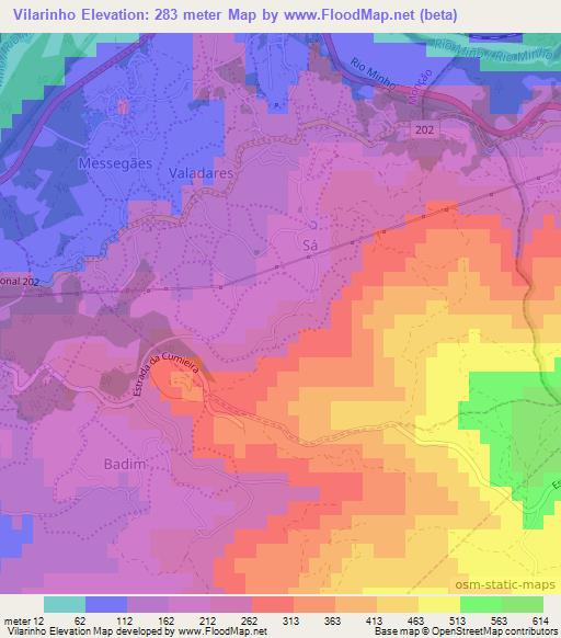 Vilarinho,Portugal Elevation Map