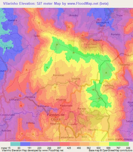 Vilarinho,Portugal Elevation Map
