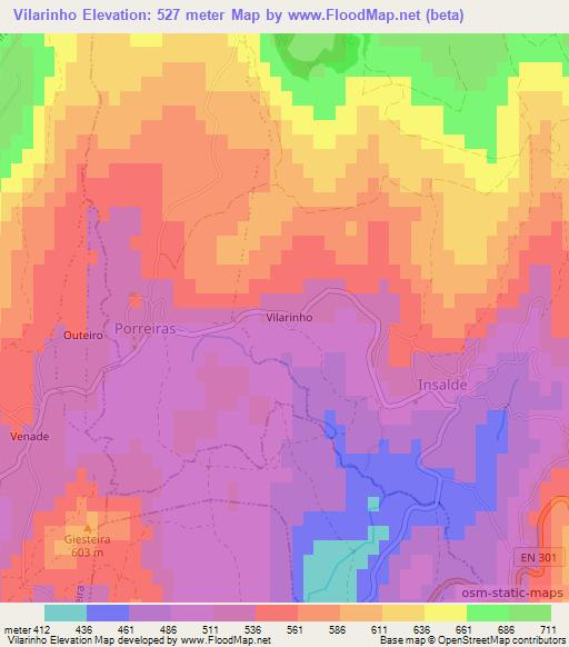 Vilarinho,Portugal Elevation Map