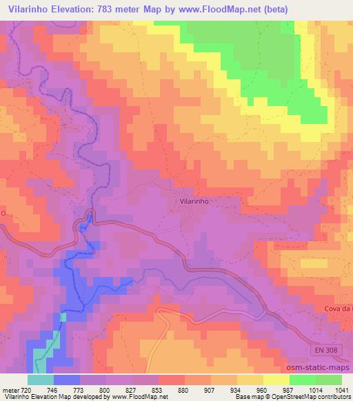 Vilarinho,Portugal Elevation Map