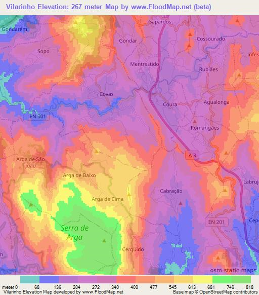 Vilarinho,Portugal Elevation Map