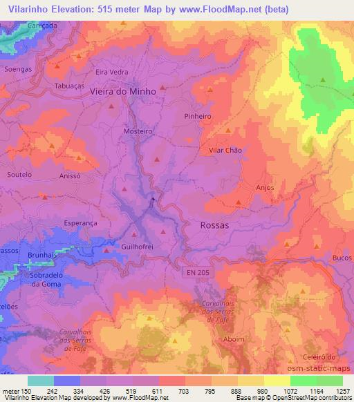 Vilarinho,Portugal Elevation Map