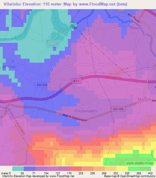 Vilarinho,Portugal Elevation Map