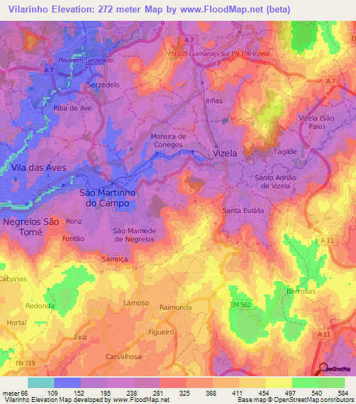 Vilarinho,Portugal Elevation Map