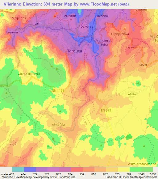 Vilarinho,Portugal Elevation Map