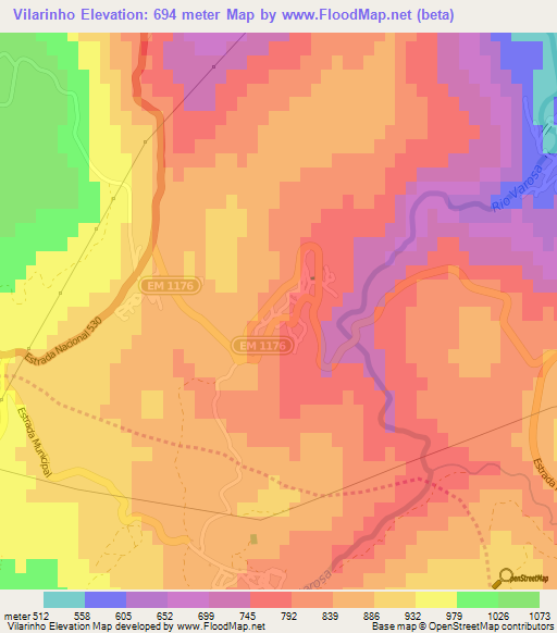 Vilarinho,Portugal Elevation Map