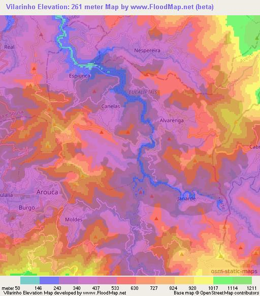 Vilarinho,Portugal Elevation Map