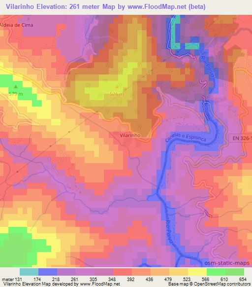 Vilarinho,Portugal Elevation Map