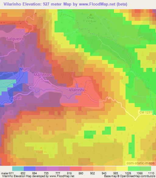 Vilarinho,Portugal Elevation Map