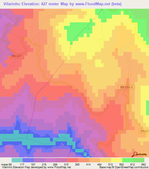 Vilarinho,Portugal Elevation Map