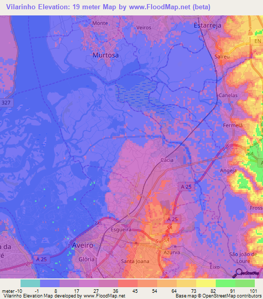 Vilarinho,Portugal Elevation Map