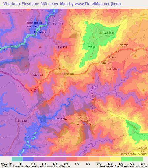 Vilarinho,Portugal Elevation Map