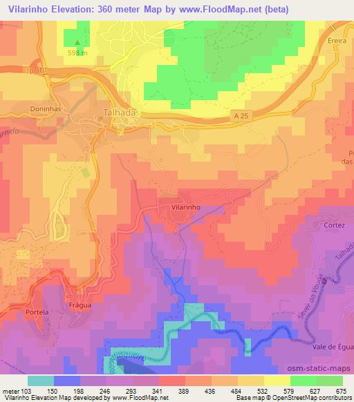 Vilarinho,Portugal Elevation Map